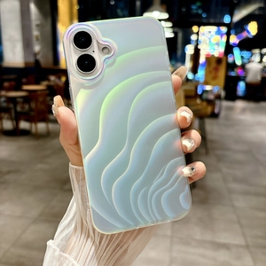 Iridescent laser wavy phone case for iPhone 16 Pro Max with aurora gradient finish