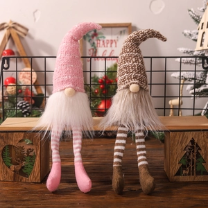 Coppia di gnomi natalizi festivi con gambe lunghe per decorazioni da tavolo natalizie