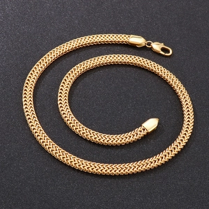 Minimalist gold stainless steel flat snake chain necklace with lobster clasp