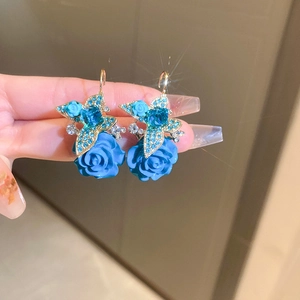 Boucles D'oreilles Pendantes Fleur Papillon Vintage Avec Strass Cristal Alliage Bijoux Style Français Élégant Pour Femmes