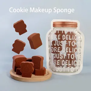 Cute Bear Toast Biscuit Shapes Makeup Sponges Hydrophilic Non-latex Dry Wet Use Water Expandable Soft Foundation Puffs