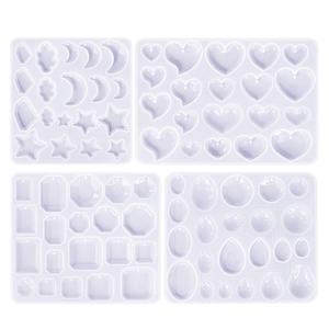 Silicone resin molds for jewelry making featuring star heart and droplet shapes