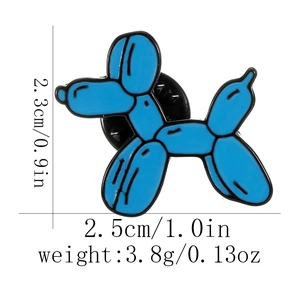 Cute blue balloon dog enamel pin badge for backpacks and clothes, 2.5cm width metal jewelry