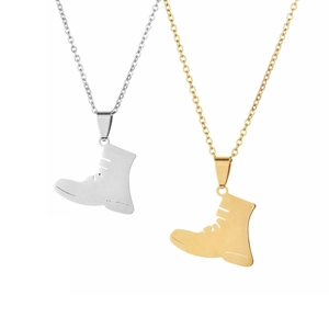 Collier Pendentif Botte Acier Inoxydable Style Punk Rock Bijoux De Mode Pour Hommes Femmes Couleur Or Argent
