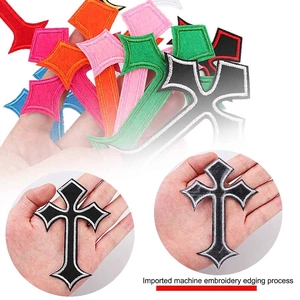 Colorful cross embroidery patches with premium precision stitching for iron-on decoration