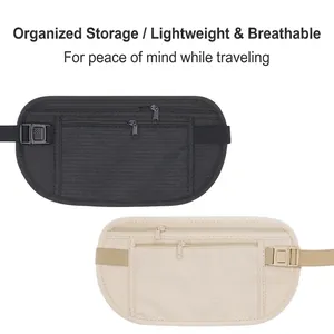 Sac banane de sport léger et mince avec sangle réglable et poches zippées respirantes