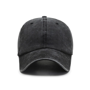 Classic washed charcoal grey cotton baseball cap with adjustable strap and sun visor
