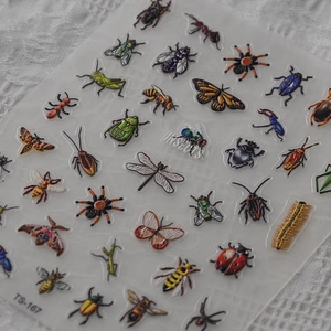Stickers 3D autocollants pour ongles avec motifs d'insectes réalistes, libellules et abeilles