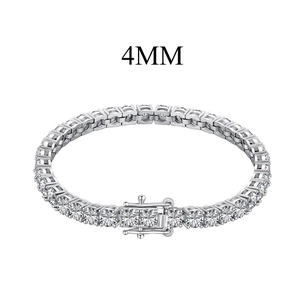 Silver 4mm tennis bracelet with round-cut cubic zirconia in a secure prong setting