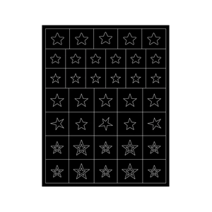 Pochoirs noirs pour nail art avec motifs de papillons, étoiles et cœurs évidés