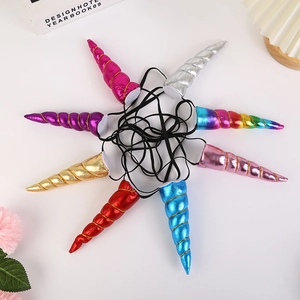 Unicorn Horn Hairband Metallic Fabric Party Costume Accessory Elastic Band Headwear