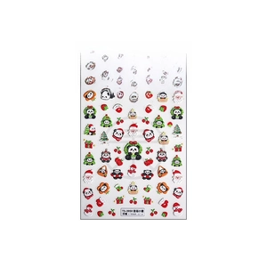 3D embossed Christmas nail stickers featuring pandas and trees, model TS-3950