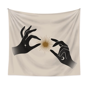 Tenture murale bohème avec soleil et mains pour chambre décoration d'astrologie mystique