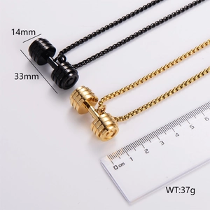 Collana Con Ciondolo A Manubrio Acciaio Inossidabile 316L Stile Sportivo Fitness Per Uomo Con Catena