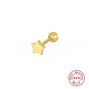 Clou d'oreille étoile en argent sterling 925 doré pour cartilage avec fermoir à vis