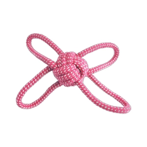 Pink and white woven cotton rope ball toy for large dogs interactive play and chewing