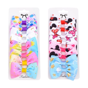 Barrettes à cheveux nœuds licorne arc-en-ciel et pois sur cartes de support