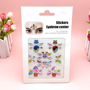 Colorful 3D eyebrow face gems and rhinestones stickers for stage makeup artistry
