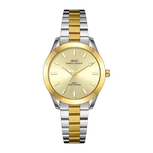 Orologio al quarzo IBSO elegante in acciaio inossidabile argento e oro con quadrante a raggio
