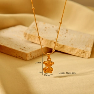 Detailed size specifications for the golden bear pendant necklace with bead chain