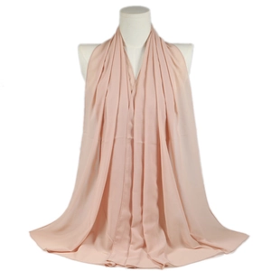 Elegant solid light pink chiffon scarf wrap for women with lightweight soft texture