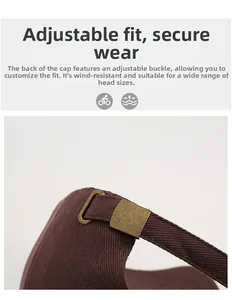 Detail of adjustable antique bronze metal buckle and canvas strap on baseball cap