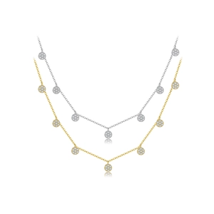 S925 Sterling Silver Round Pave Zirconia Necklace in Gold and Silver Finishes