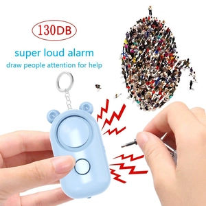 Blue bear-shaped personal alarm with 130dB loud sound and pull-ring activation trigger