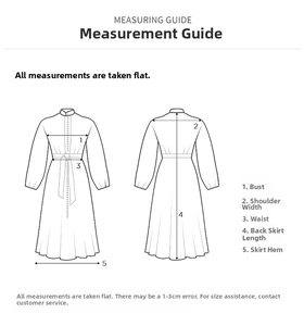 Guide de mesure détaillé et schéma des tailles pour la robe longue vintage imprimée