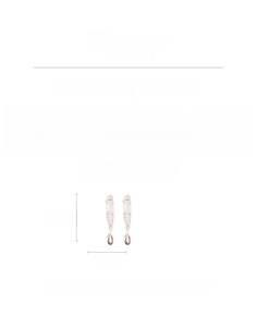 Detail view of fishbone earrings with pearls and dimensions of 10.6cm by 1.6cm