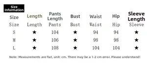 Tableau des tailles avec mesures de longueur, buste et taille pour l'ensemble robe en V