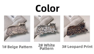 Detailed comparison of leopard print hair claws in beige, white and classic brown colors