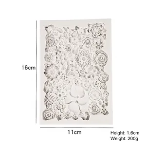 Silicone flower mold with rose and daisy patterns for DIY fondant, 16x11cm size
