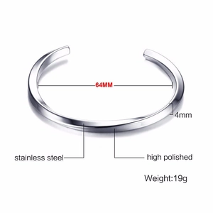 Polished stainless steel double chain cross bracelet with 64mm diameter and 4mm thickness