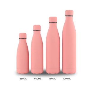 Gourdes isothermes roses mates en acier inoxydable de 350ml à 1000ml en forme cola