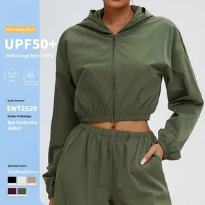 Women Sun Protection Outdoor Jacket Hooded Zipper Windbreaker Lightweight Breathable Cycling Hiking Sports Top