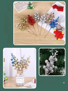 Glittery artificial Christmas berries for tree decoration and DIY festive floral arrangements