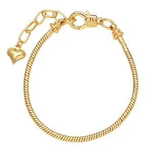 Bracciale a catena snake dorata con ciondolo a cuore e chiusura a moschettone regolabile
