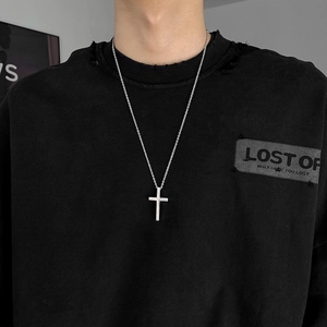 Cross Necklace Pendant Stainless Steel Polished Punk Hip Hop Streetwear Jewelry For Men Women