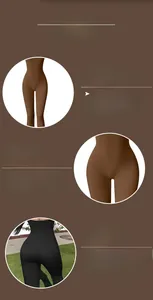 Detail of ribbed yoga jumpsuit showing peach buttocks lift and seamless crotch stitching