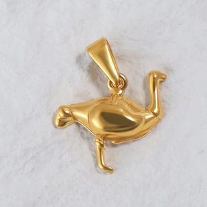 Detailed view of 24K gold plated ostrich bird pendant for DIY jewelry making and necklaces