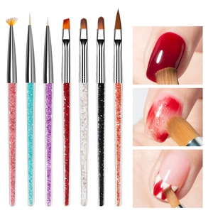 Pinceaux Art Des Ongles Poignée En Strass Cristal Peinture Gel UV Acrylique Dessin Liner Outils De Manucure