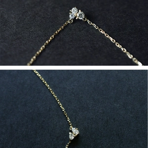 Exquisite 925 sterling silver 18K gold plated necklace with three zircon stones pendant