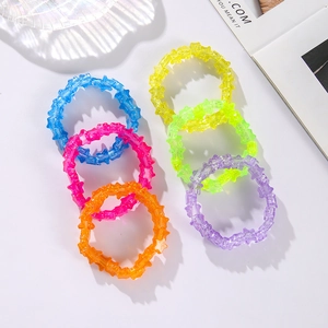 Chic multi-layered elastic acrylic star bracelets in various vibrant candy colors