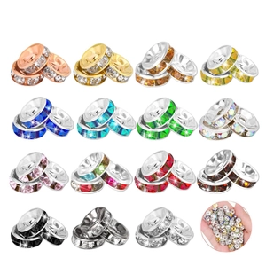 Multi-color rhinestone spacer beads in 15 colors for DIY jewelry making and crafts