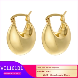 Detailed specs of gold brass waterdrop earrings measuring 20mm by 24mm weighing 3.0g