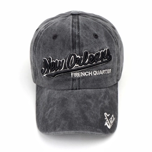 Vintage washed dark grey cotton baseball cap with New Orleans Jazz embroidery