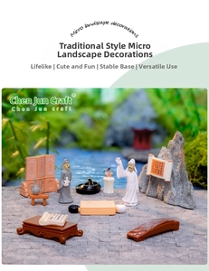 Detailed view of ancient Chinese micro-landscape miniatures with figurines and scenery