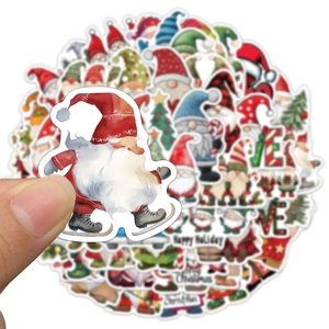 50pcs waterproof Christmas gnome stickers for laptop and luggage decoration