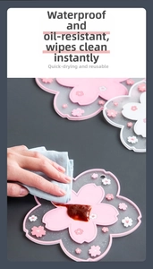 Waterproof sakura shaped heat resistant silicone mat being easily wiped clean with cloth